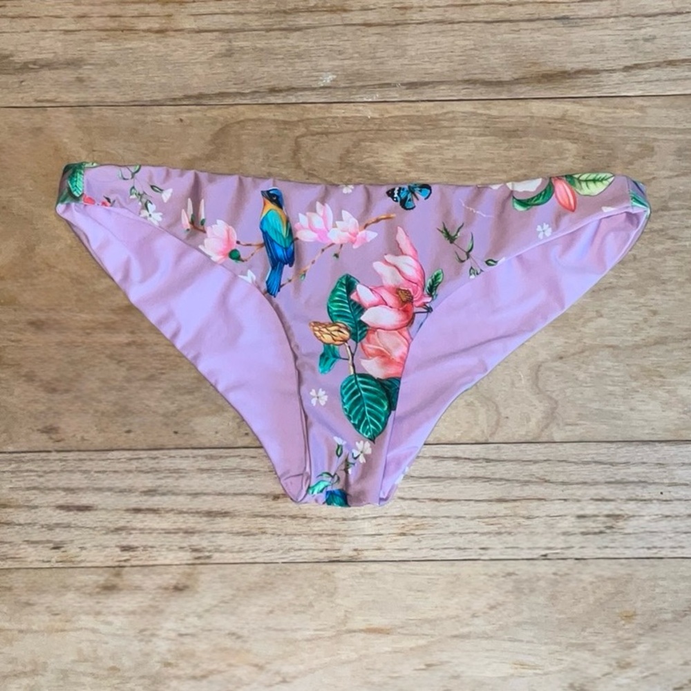 Handmade in Costa Rica, Low Rise,  Reversible Lavender Bikini Bottoms. Small